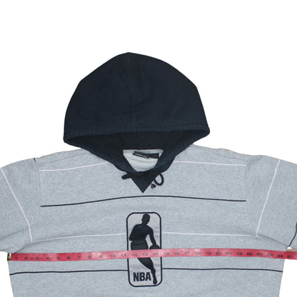 Adidas Men's Grey Striped NBA Pullover Hoodie Size L