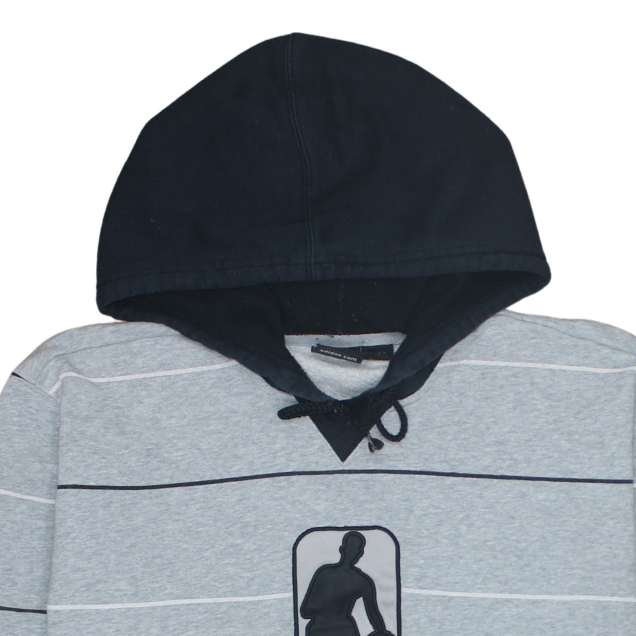 Adidas Men's Grey Striped NBA Pullover Hoodie Size L