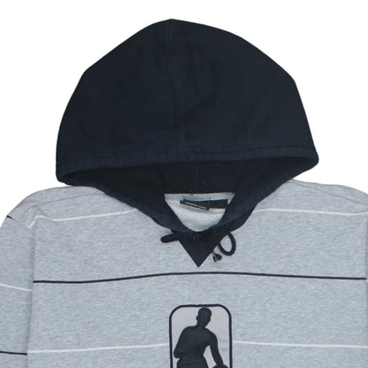 Adidas Men's Grey Striped NBA Pullover Hoodie Size L