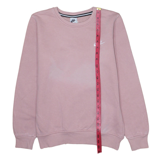 Nike Women Pink Cotton Crew Neck Pullover Sweatshirt Size S
