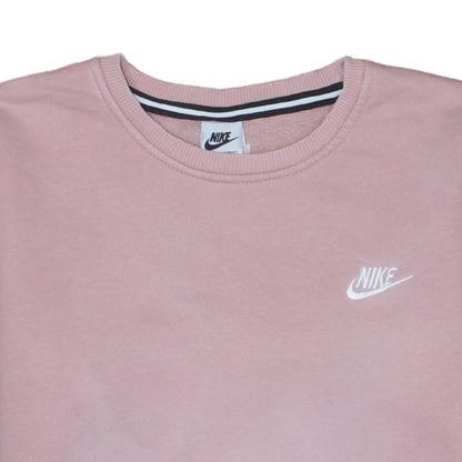 Nike Women Pink Cotton Crew Neck Pullover Sweatshirt Size S