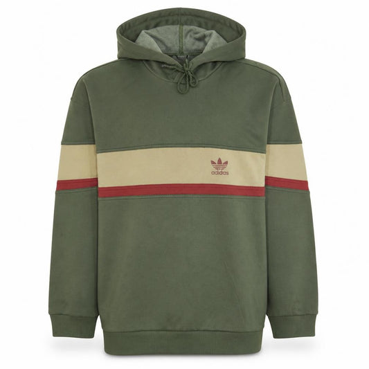 Front view of Adidas Men's Green Pullover Hoodie S Logo Sports Style