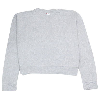 Fila Womens Grey Logo Pullover Sweatshirt Size L Casual Crew Neck