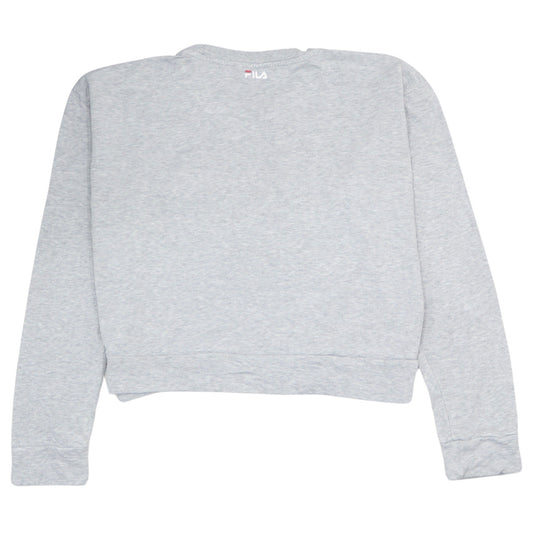 Fila Womens Grey Logo Pullover Sweatshirt Size L Casual Crew Neck
