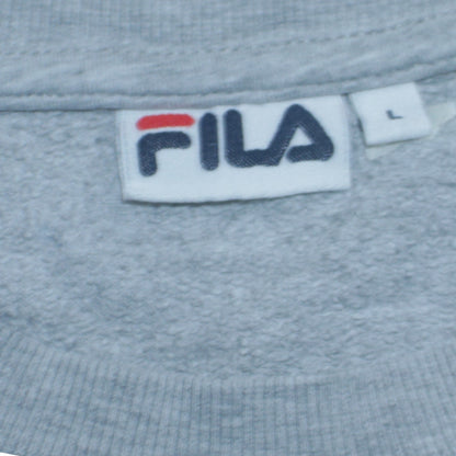 Fila Womens Grey Logo Pullover Sweatshirt Size L Casual Crew Neck