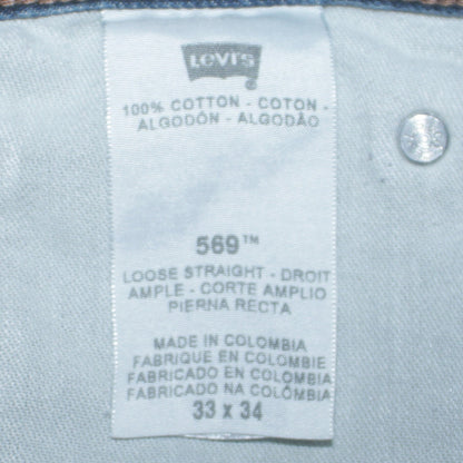 Levi's 569 Men's Blue Denim Distressed Relaxed Fit Shorts 33in