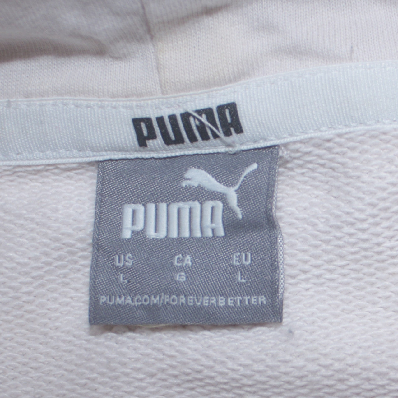 PUMA Womens Beige Hooded Pullover Sweatshirt L Logo Print Casual
