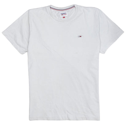 Tommy Jeans Men's White Cotton Crew Neck T-Shirt Size L