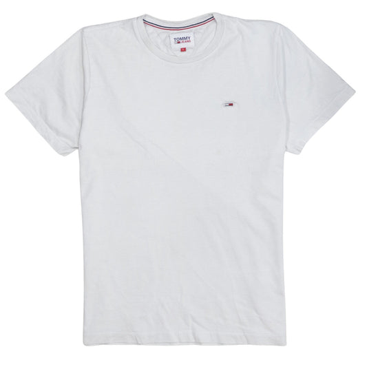 Tommy Jeans Men's White Cotton Crew Neck T-Shirt Size L
