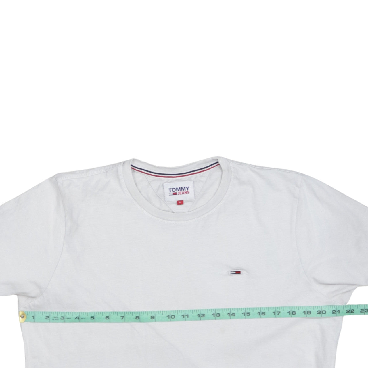 Tommy Jeans Men's White Cotton Crew Neck T-Shirt Size L