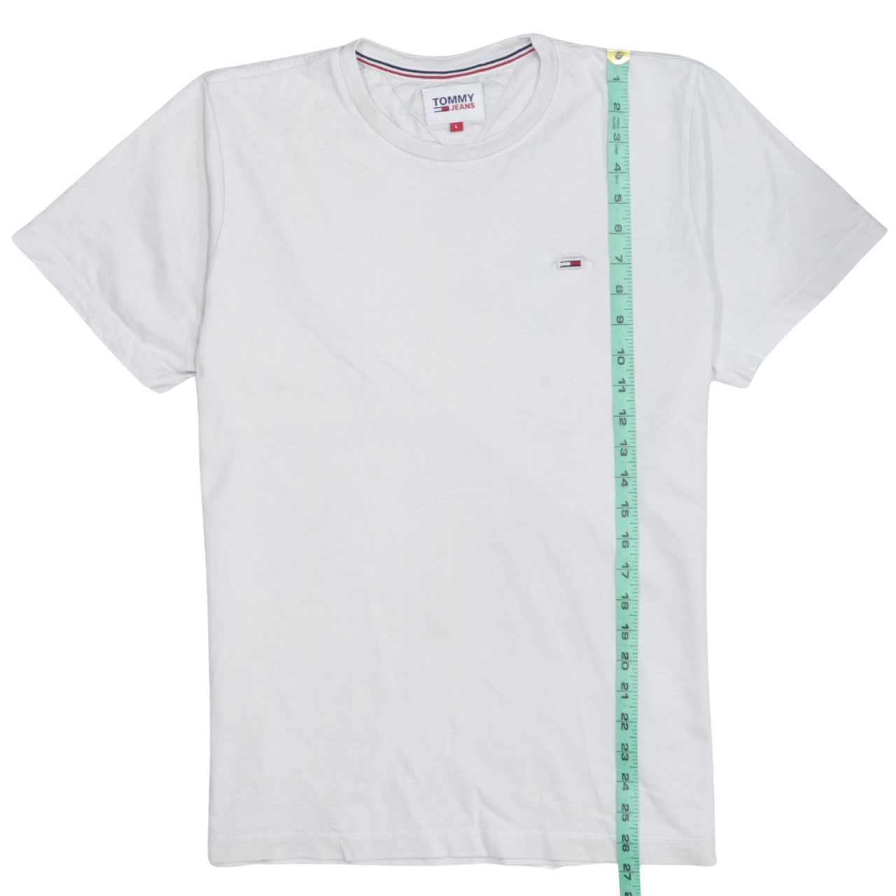 Tommy Jeans Men's White Cotton Crew Neck T-Shirt Size L