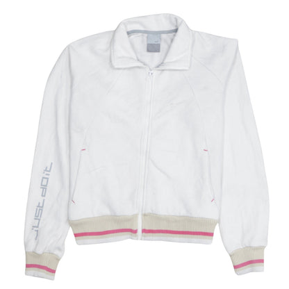 Nike Women White Full Zip Sweatshirt Size S Just Do It Logo