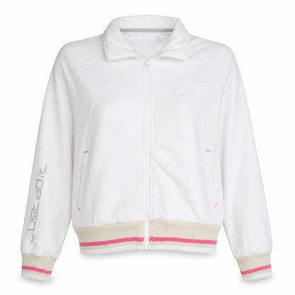 Nike Women White Full Zip Sweatshirt Size S Just Do It Logo