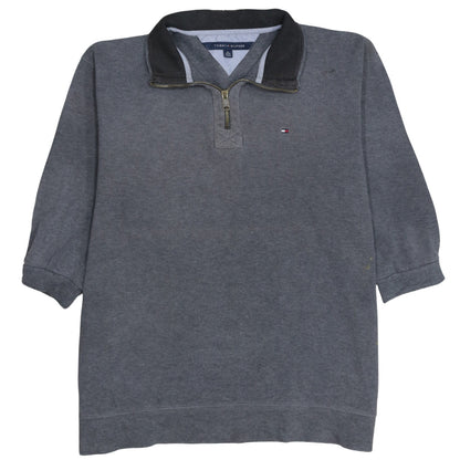 Tommy Hilfiger Men's Grey XL 1/4 Zip Cotton Collared Jumper