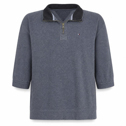 Tommy Hilfiger Men's Grey XL 1/4 Zip Cotton Collared Jumper