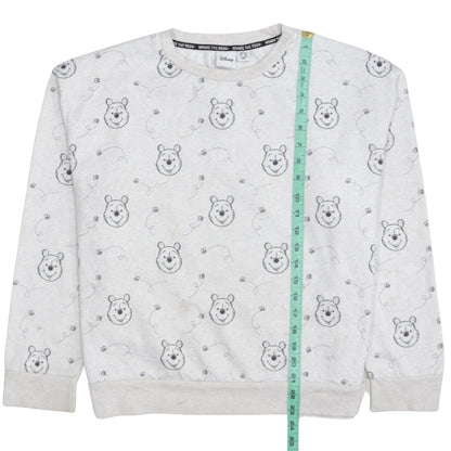 Disney Women Grey Winnie the Pooh Crew Neck Pullover Sweatshirt Size 12/14