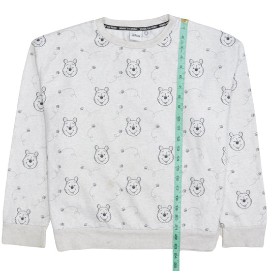 Disney Women Grey Winnie the Pooh Crew Neck Pullover Sweatshirt Size 12/14