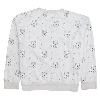 Disney Women Grey Winnie the Pooh Crew Neck Pullover Sweatshirt Size 12/14