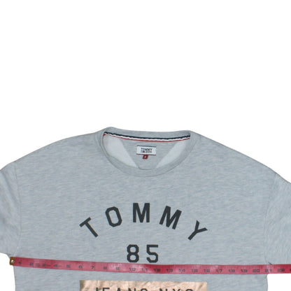 Tommy Jeans Womens Grey Small Sweatshirt Crew Neck Graphic Logo Pullover