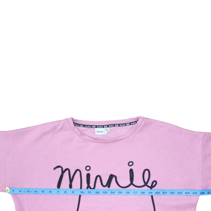 Disney Women Pink Minnie Sweatshirt XL Relaxed Fit Cotton Blend