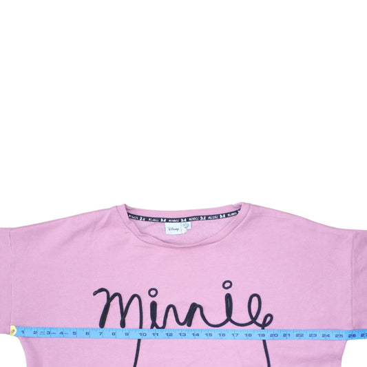 Disney Women Pink Minnie Sweatshirt XL Relaxed Fit Cotton Blend