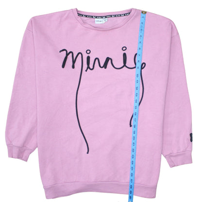 Disney Women Pink Minnie Sweatshirt XL Relaxed Fit Cotton Blend