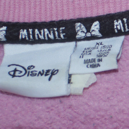 Disney Women Pink Minnie Sweatshirt XL Relaxed Fit Cotton Blend