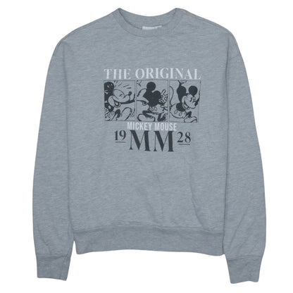 Disney Women Grey Mickey Mouse Graphic Pullover Sweatshirt 2XS