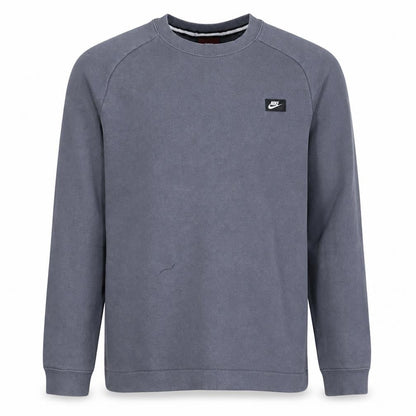 Nike Men's Grey Small Pullover Sweatshirt Crew Neck Fleece Zip Detail