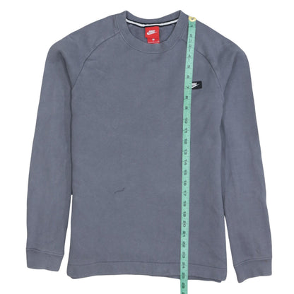 Nike Men's Grey Small Pullover Sweatshirt Crew Neck Fleece Zip Detail