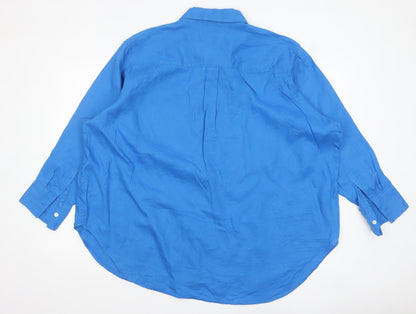 Marks and Spencer Women Blue Linen Button-Up Shirt Size 20