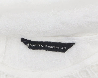 Summum Woman White Embroidered Viscose Blouse Womens UK 12 Boho Top