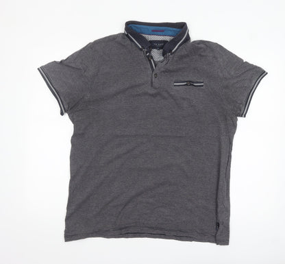 Ted Baker London Men's Grey Cotton Polo Shirt Size 6 3XL Classic Fit