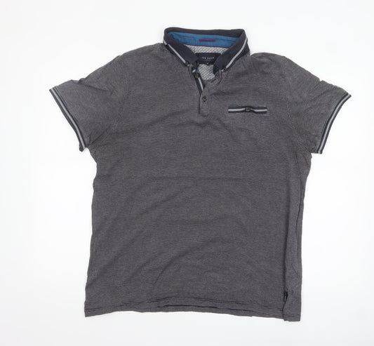 Ted Baker London Men's Grey Cotton Polo Shirt Size 6 3XL Classic Fit