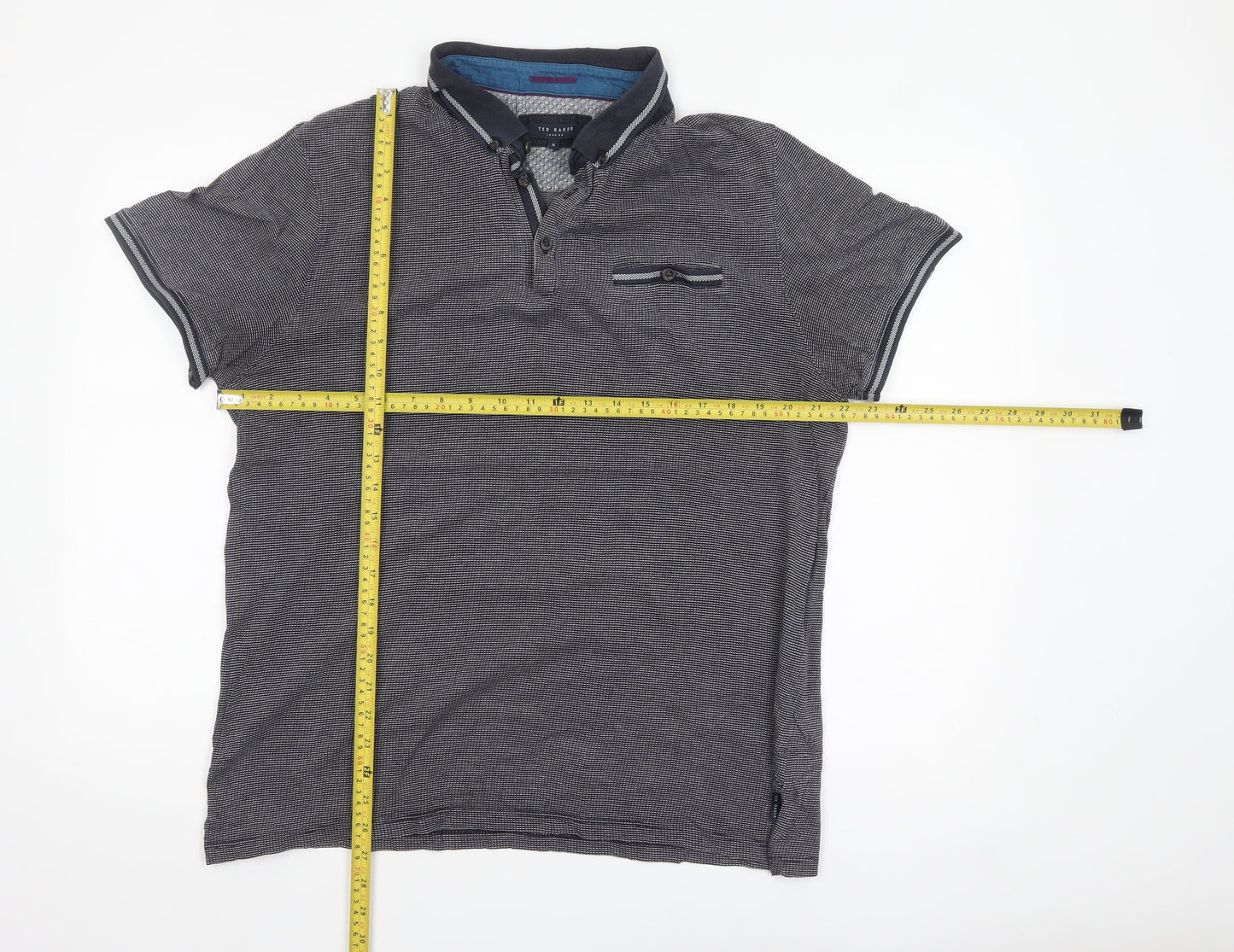 Ted Baker London Men's Grey Cotton Polo Shirt Size 6 3XL Classic Fit