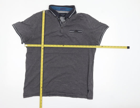 Ted Baker London Men's Grey Cotton Polo Shirt Size 6 3XL Classic Fit