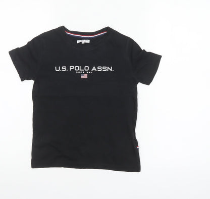 U.S. Polo Assn. Boys Black Logo T-Shirt 5-6 Years Cotton Crew Neck