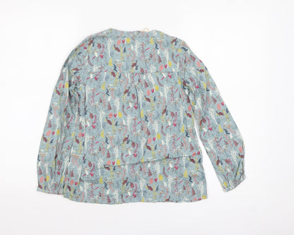 FatFace Girls Blue Enchanted Forest Blouse 8-9 Years Viscose Long Sleeve