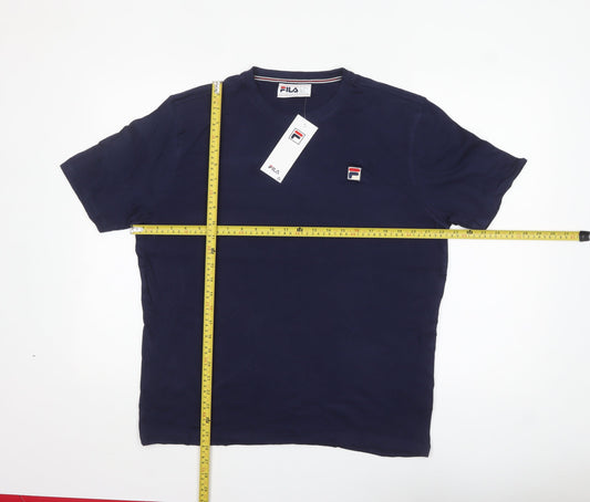 Fila Men's Navy Blue Crew Neck Cotton T-Shirt L