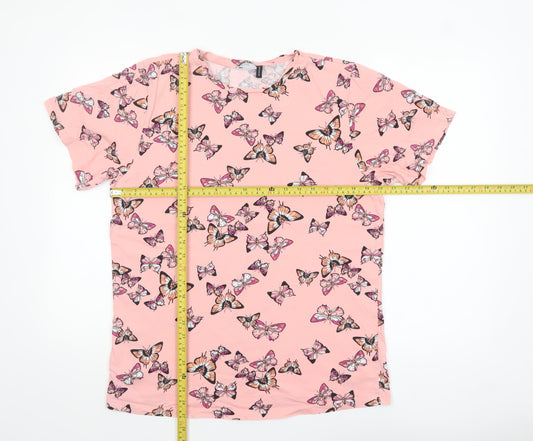 ASOS DESIGN Women's Pink Butterfly Print Cotton T-Shirt Size 8