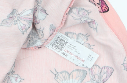 ASOS DESIGN Women's Pink Butterfly Print Cotton T-Shirt Size 8