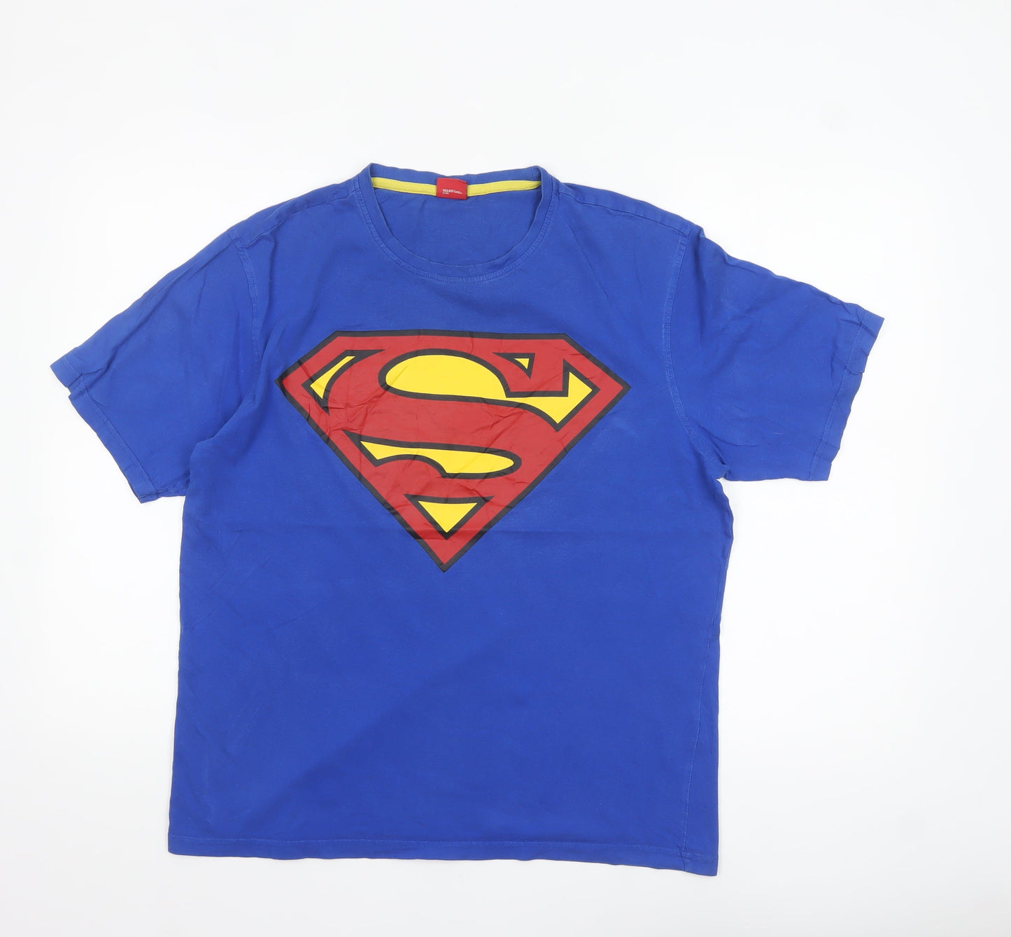 George Men’s Blue Superman Logo T-Shirt Medium Crew Neck Cotton