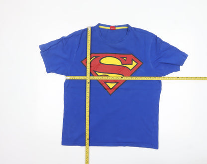 George Men’s Blue Superman Logo T-Shirt Medium Crew Neck Cotton