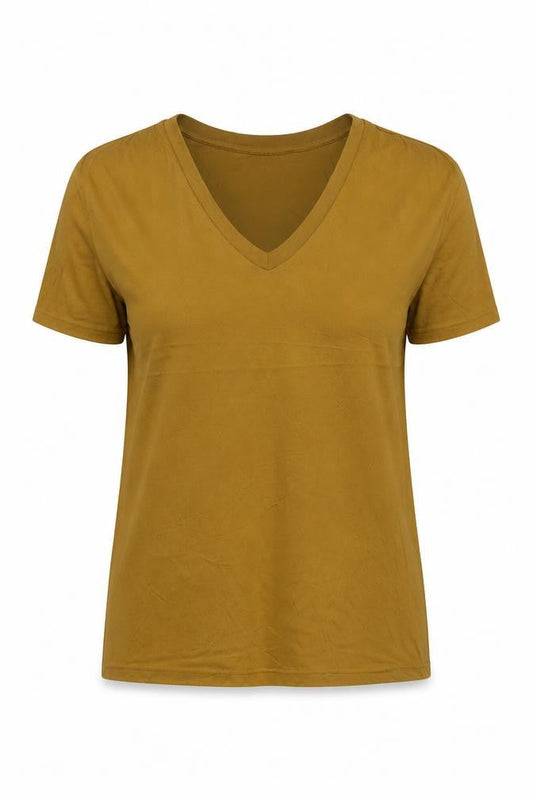 United Colors of Benetton Women’s Brown V-Neck Cotton T-Shirt M