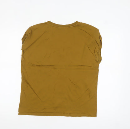 United Colors of Benetton Women’s Brown V-Neck Cotton T-Shirt M