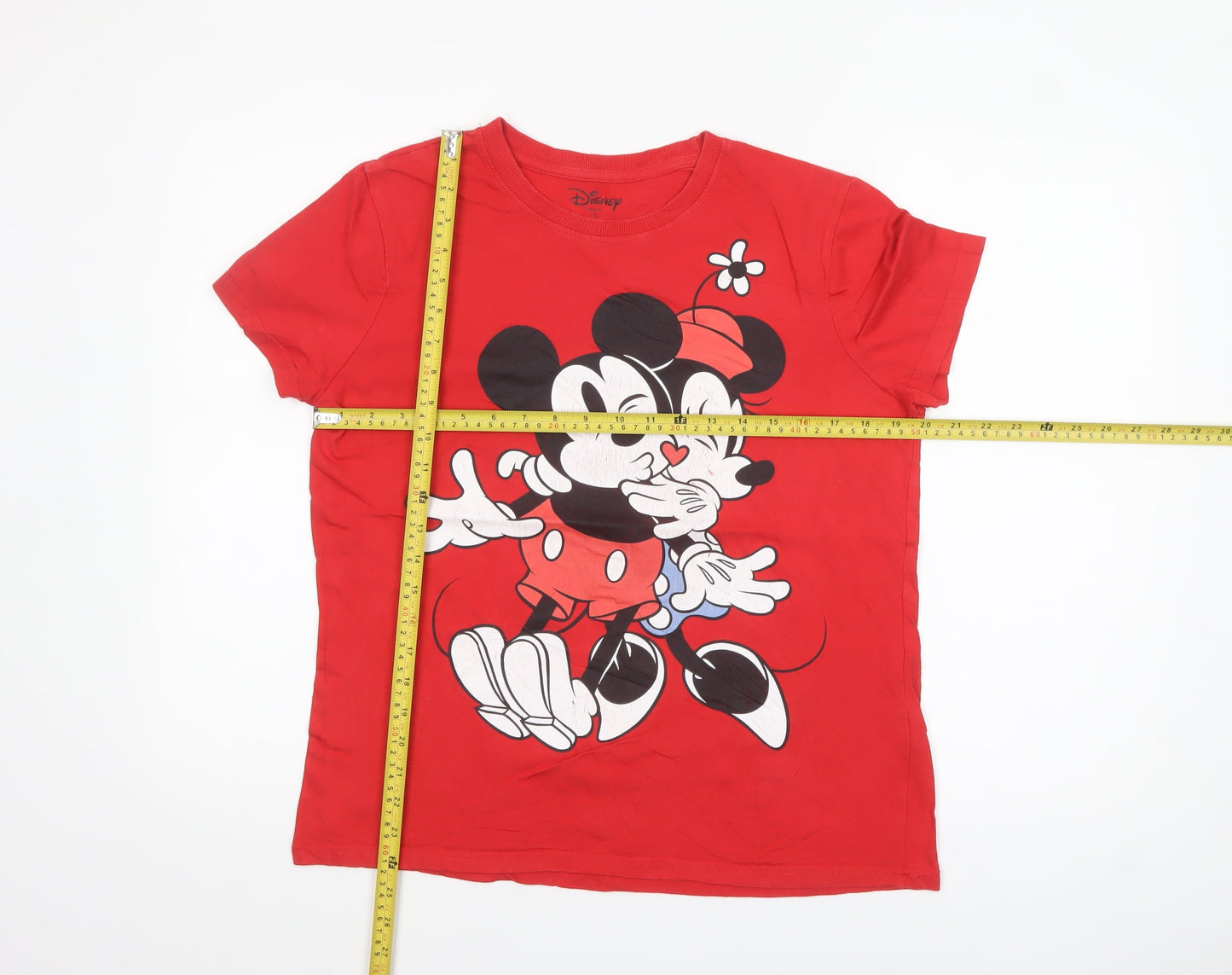 Disney Women's Red Mickey & Minnie Mouse Short Sleeve Cotton T-Shirt S