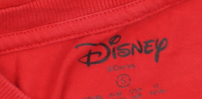 Disney Women's Red Mickey & Minnie Mouse Short Sleeve Cotton T-Shirt S