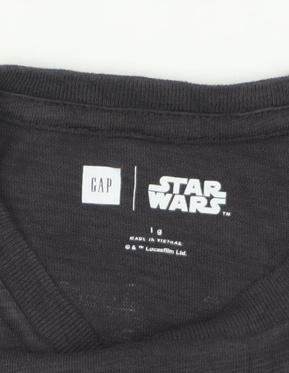 GAP Boys Black Star Wars Graphic T-Shirt 10-11 Years Cotton Crew Neck