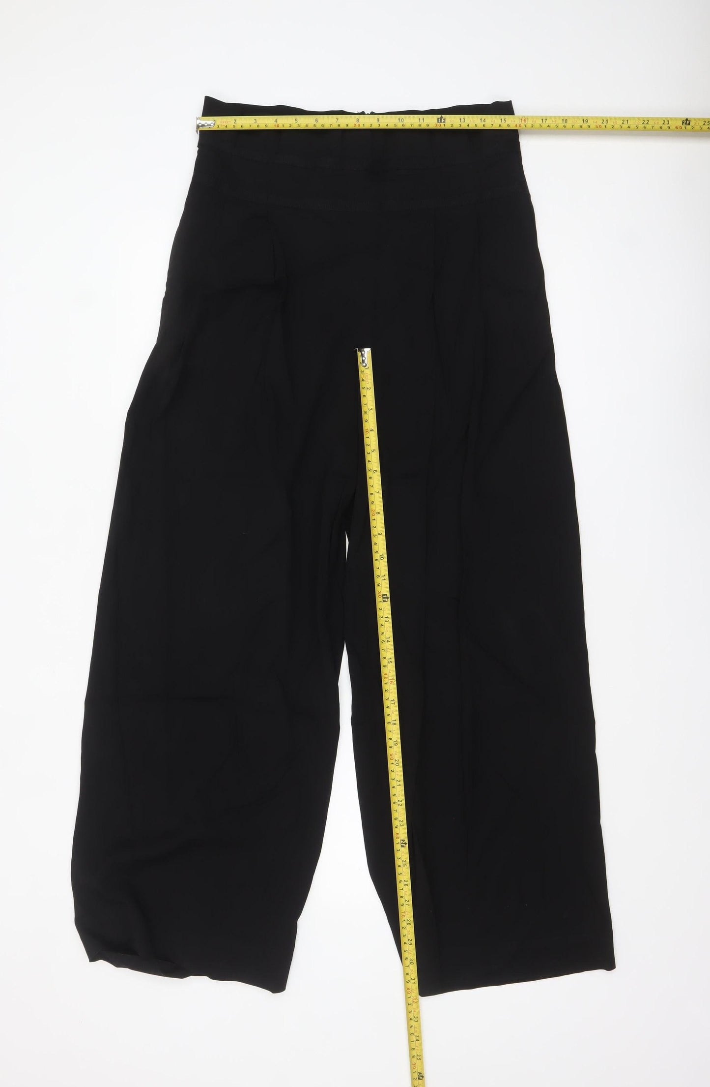 COS Women’s Black Wide-Leg Cropped High Rise Trousers Size 10