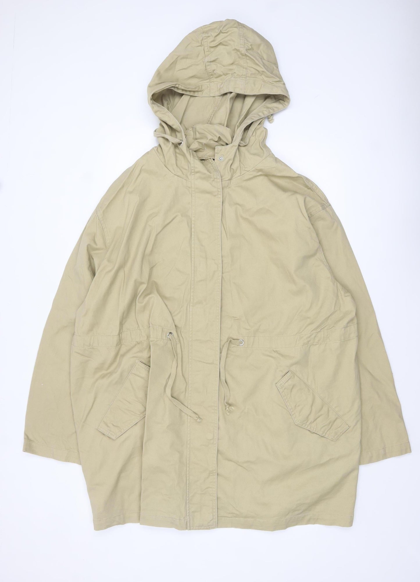 ASOS DESIGN Women’s Beige Hooded Parka Jacket Size 20 Cotton Casual